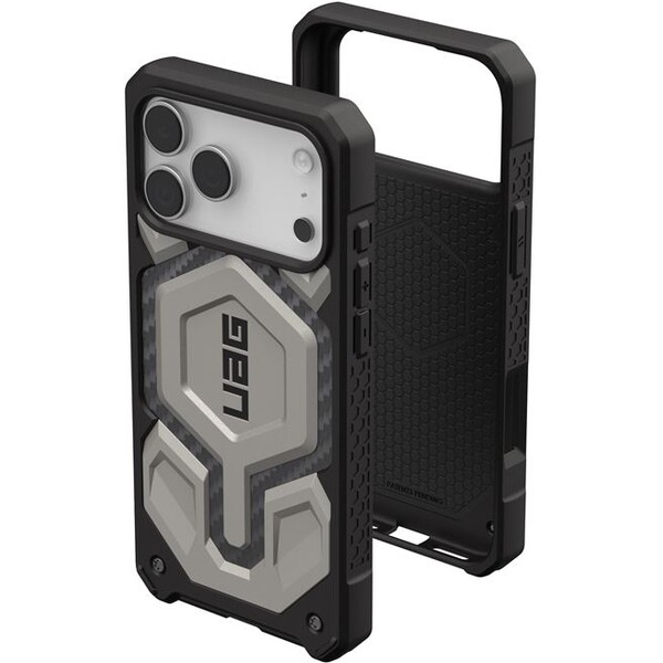 UAG-Monarch-Pro-MagSafe-Titanium-kryt-iPhone-17-Pro-Max-stribrny