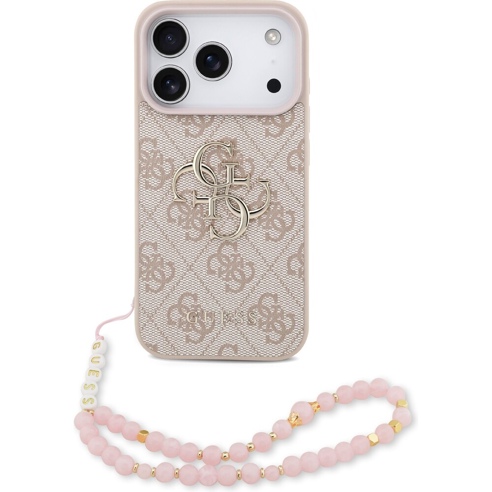 Guess-PU-4G-Metal-Logo-Strap-kryt-iPhone-17-Pro-ruzovy
