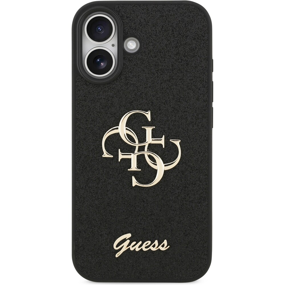 Guess-PU-Fixed-Glitter-4G-Metal-Logo-kryt-iPhone-17-cerny