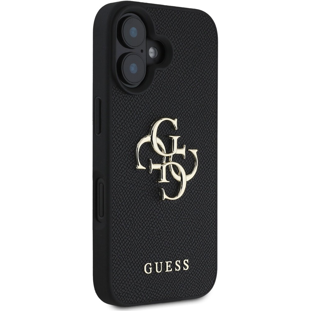 Guess-PU-Grained-4G-Metal-Logo-kryt-iPhone-16-cerny
