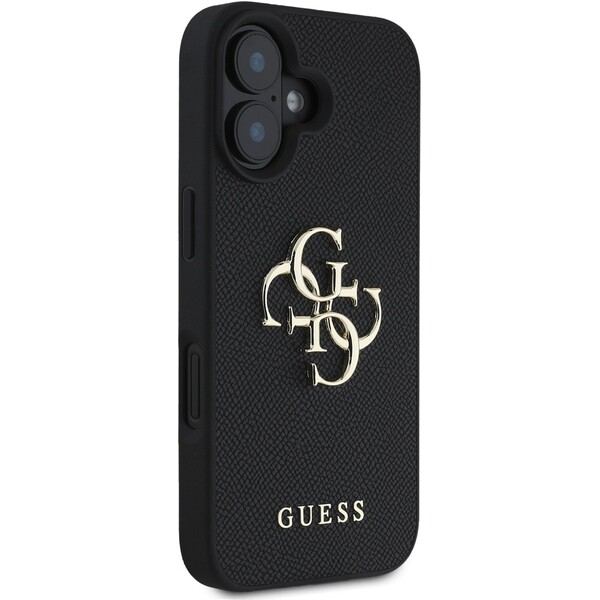 Guess-PU-Grained-4G-Metal-Logo-kryt-iPhone-16-cerny