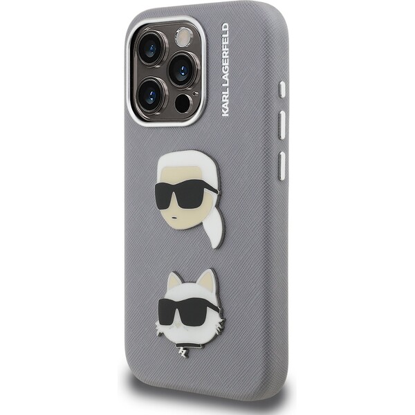 Karl-Lagerfeld-Grained-PU-K-CH-Heads-kryt-iPhone-15-Pro-sedy