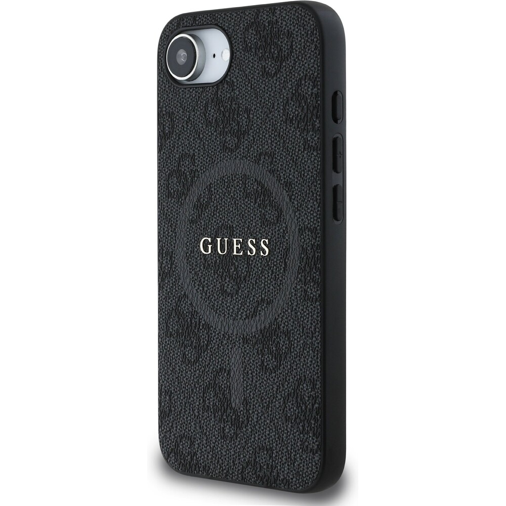 Guess-PU-Leather-4G-Colored-Ring-MagSafe-kryt-iPhone-17e-16e-cerny