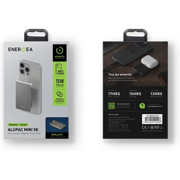 ENERGEA AluPac Mini 5K, MagSafe hliníková powerbanka, 5000mAh, přírodní titan - Powerbanky - Obrázek bb6d76d5210d488aa56662f4f51b9dc0