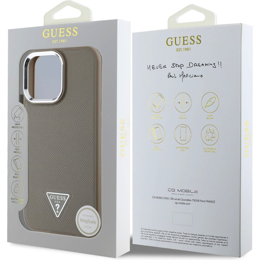 Guess-PU-Grained-Triangle-Logo-kryt-pro-iPhone-16-Pro-Max-hnedy