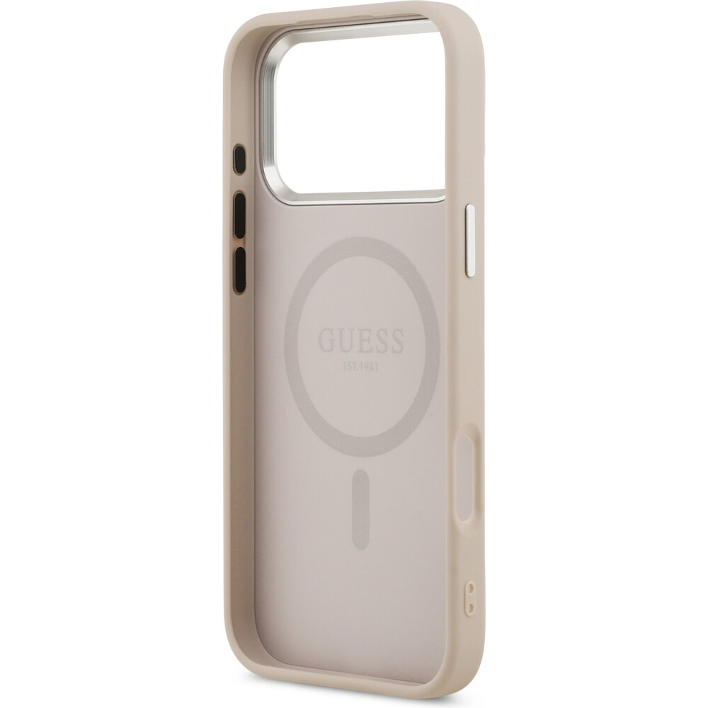 Guess-PU-Leather-Triangle-Logo-MagSafe-kryt-iPhone-17-Pro-ruzovy