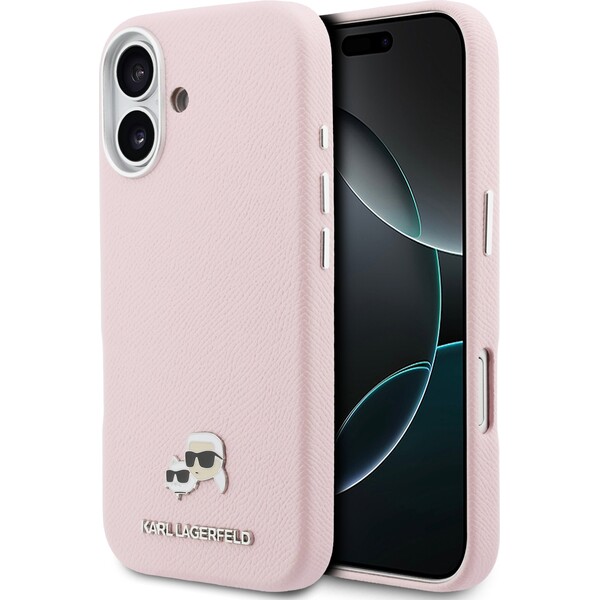 Karl-Lagerfeld-PU-Karl-and-Choupette-Heads-Pins-MagSafe-kryt-iPhone-17-ruzovy