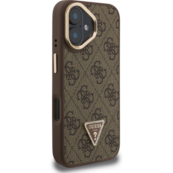Guess-PU-4G-Strass-Triangle-Logo-Stand-Camera-Frame-MagSafe-kryt-iPhone-16-hnedy