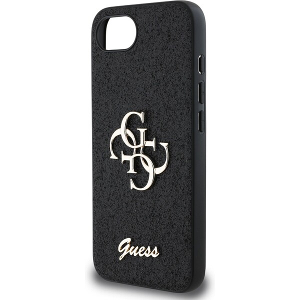 Guess-PU-Fixed-Glitter-4G-Metal-Logo-kryt-iPhone-17e-16e-cerny