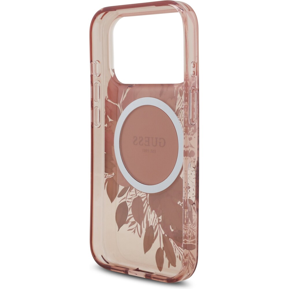 Guess-IML-Flowers-Strap-MagSafe-kryt-iPhone-17-Pro-ruzovy