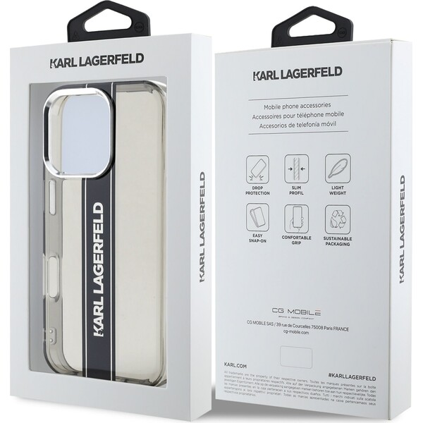 Karl-Lagerfeld-IML-Stripe-Logo-kryt-iPhone-16-Pro-cerny