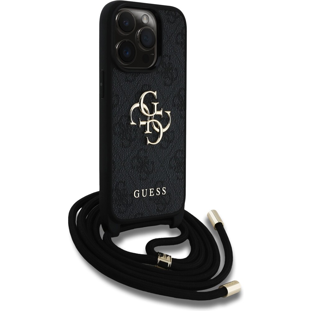 Guess-PU-4G-Metal-Logo-Crossbody-popruh-kryt-iPhone-15-Pro-Max-cerny