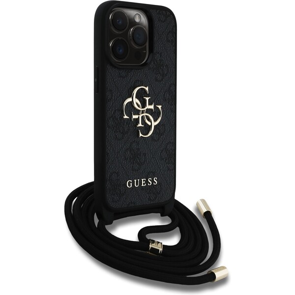 Guess-PU-4G-Metal-Logo-Crossbody-popruh-kryt-iPhone-15-Pro-Max-cerny