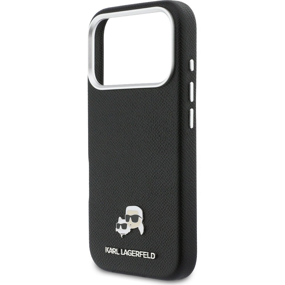 Karl-Lagerfeld-PU-Karl-and-Choupette-Heads-Pins-MagSafe-kryt-iPhone-17-Pro-cerny