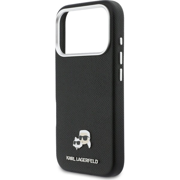 Karl-Lagerfeld-PU-Karl-and-Choupette-Heads-Pins-MagSafe-kryt-iPhone-17-Pro-cerny