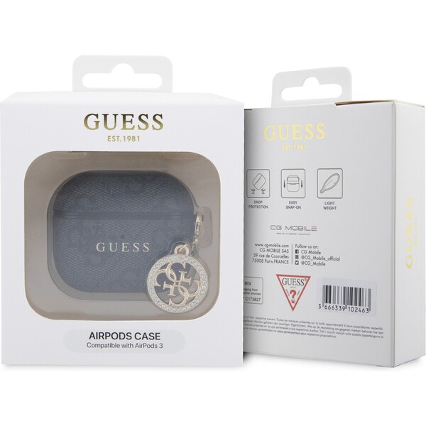 Guess-4G-Script-PC-PU-Charm-pouzdro-pro-AirPods-3-cerne