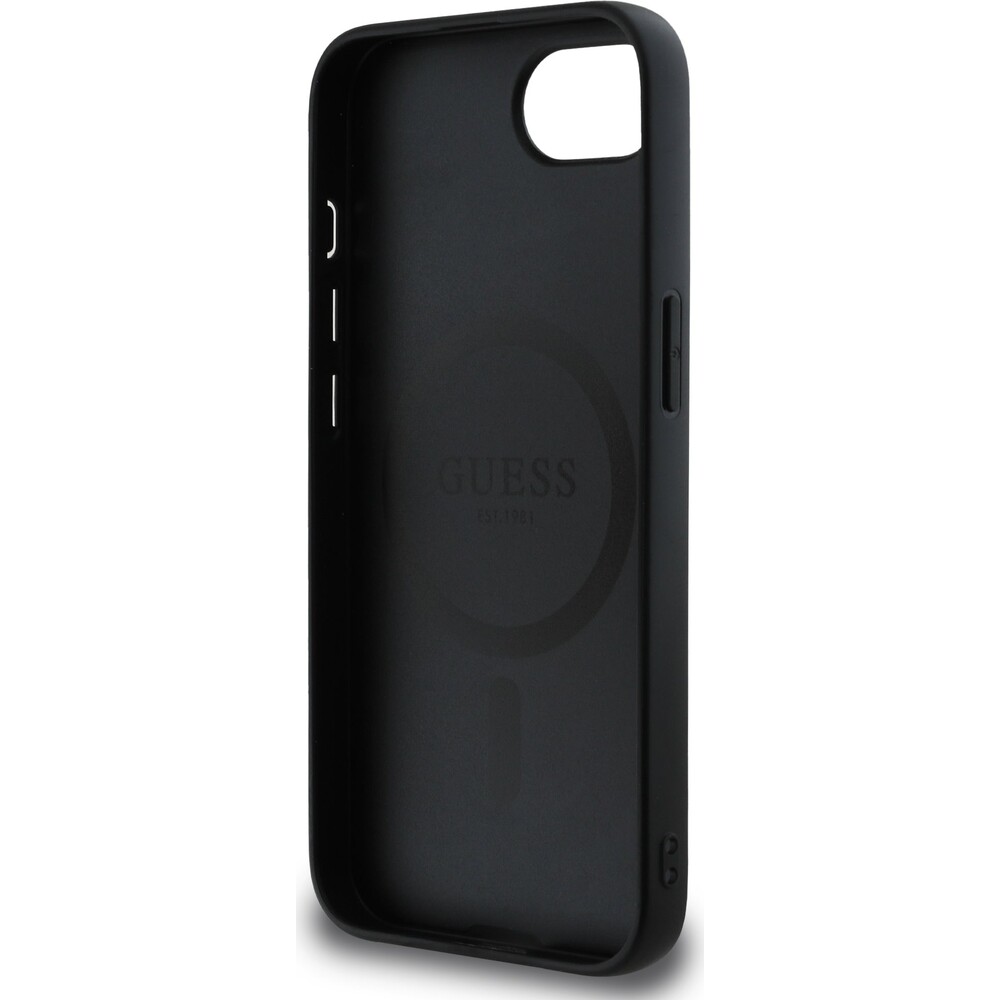 Guess-PU-4G-Strass-Triangle-Metal-Logo-kryt-iPhone-17e-16e-cerny