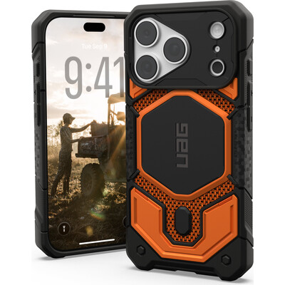UAG Monarch Pro MagSafe Kevlar kryt iPhone 18 Pro/17 Pro oranžový