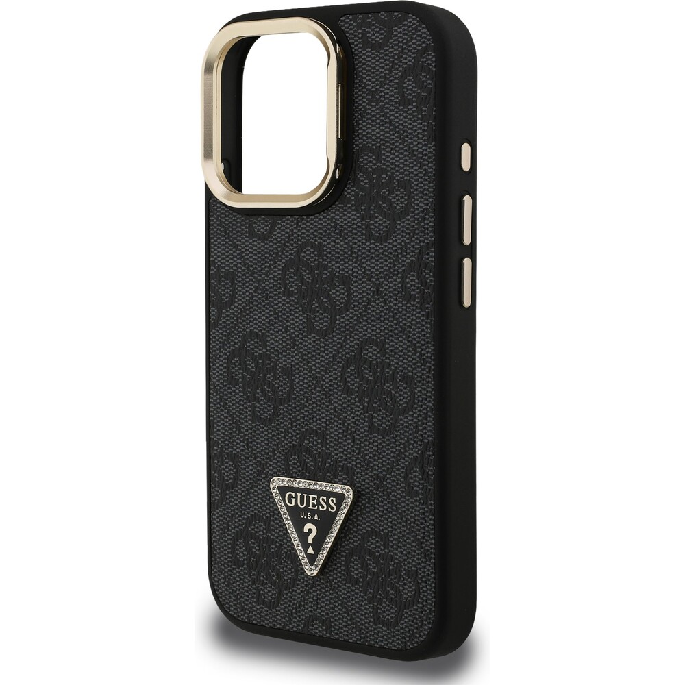 Guess-PU-4G-Strass-Triangle-Logo-Stand-Camera-Frame-MagSafe-kryt-iPhone-15-Pro-Max-cerny