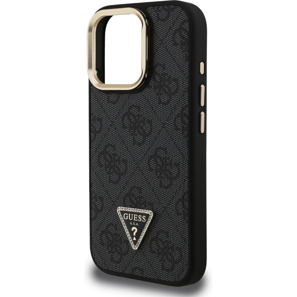 Guess-PU-4G-Strass-Triangle-Logo-Stand-Camera-Frame-MagSafe-kryt-iPhone-15-Pro-Max-cerny