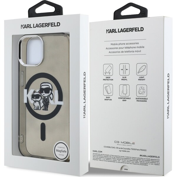 Karl-Lagerfeld-IML-Glitter-Karl-and-Choupette-Sketch-MagSafe-kryt-iPhone-15-cerny