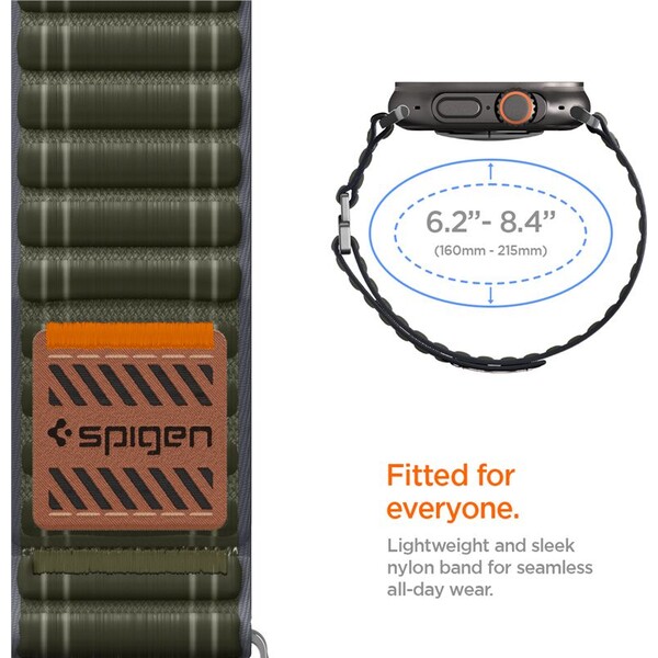 Spigen-Fabric-Band-reminek-hook-and-loop-Apple-Watch-49-46-45-44mm-zeleny