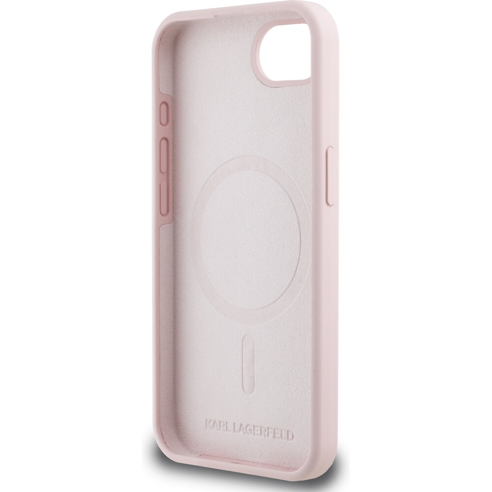 Karl-Lagerfeld-Liquid-Silicone-K-CH-Heads-MagSafe-kryt-iPhone-17e-16e-ruzovy