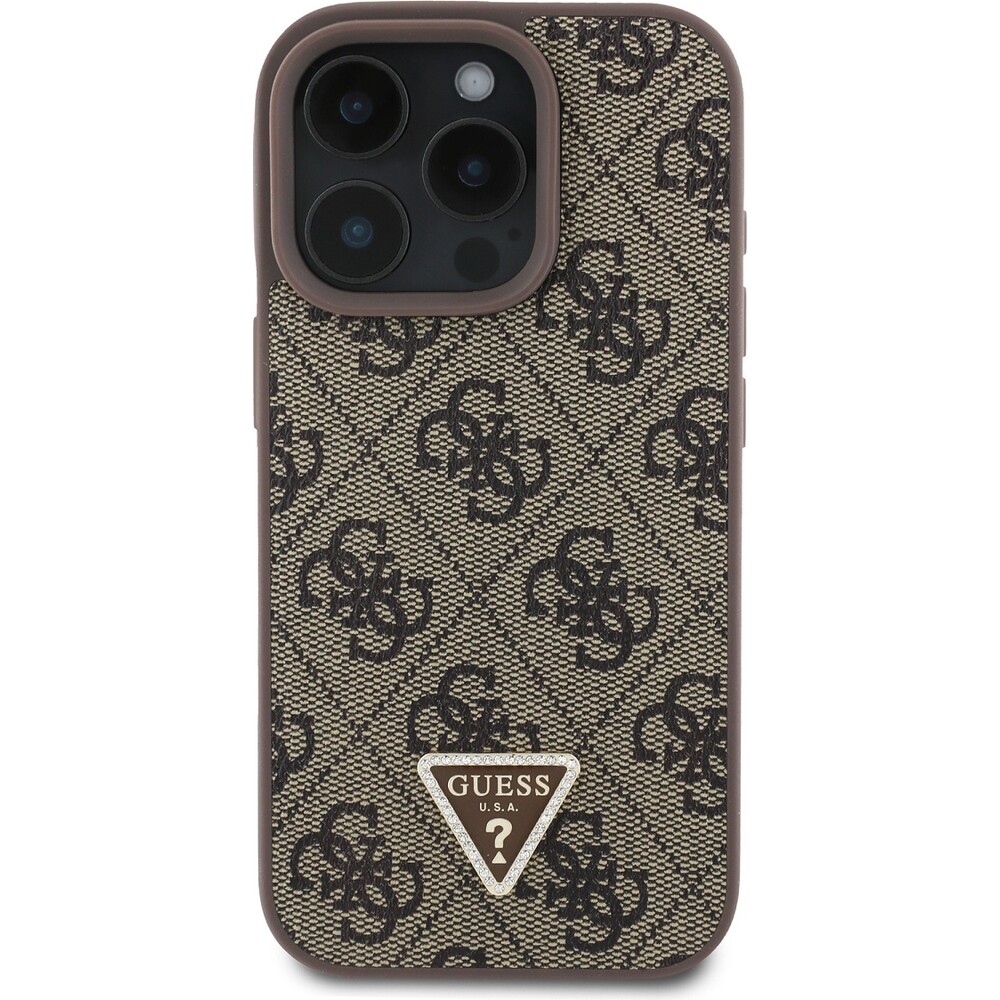 Guess-PU-4G-Strass-Triangle-Metal-Logo-kryt-pro-iPhone-16-Pro-Max-hnedy