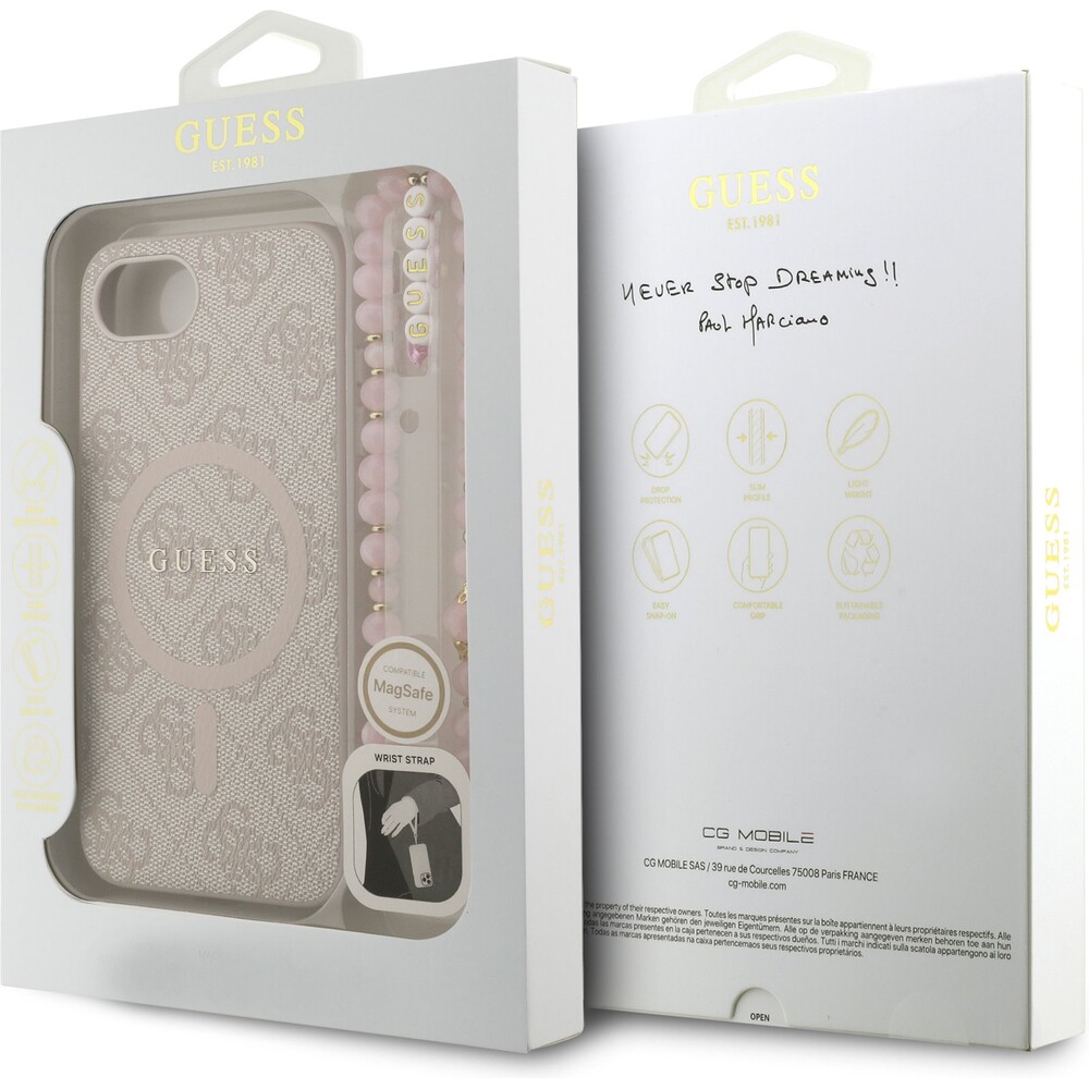 Guess-PU-Leather-4G-Colored-Ring-Strap-MagSafe-kryt-iPhone-17e-16e-ruzovy