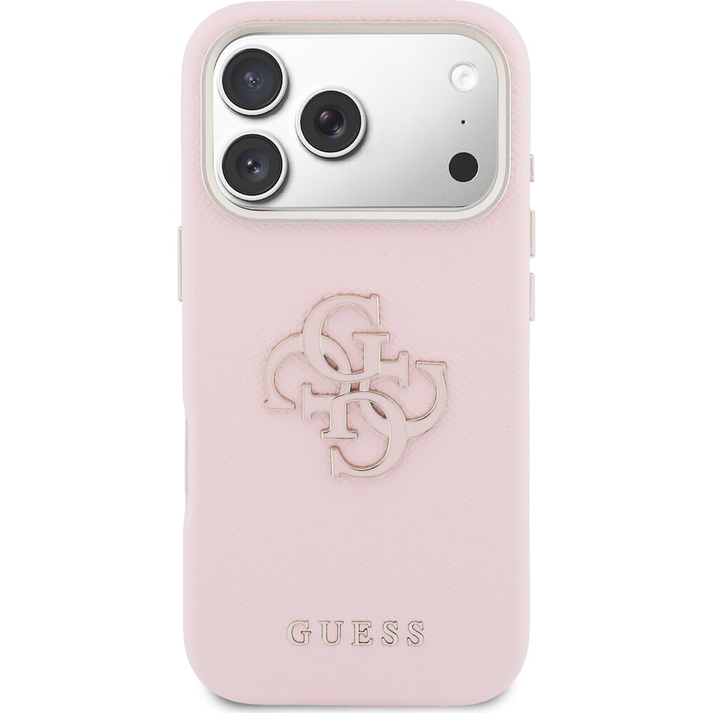 Guess-PU-Resin-Logo-kryt-iPhone-17-Pro-ruzovy
