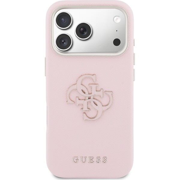 Guess-PU-Resin-Logo-kryt-iPhone-17-Pro-ruzovy