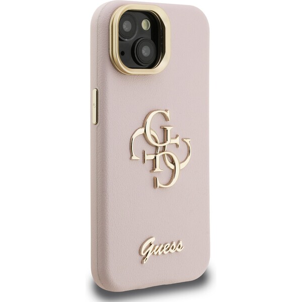 Guess-PU-Grained-4G-Logo-Stand-Camera-Frame-kryt-iPhone-15-ruzovy
