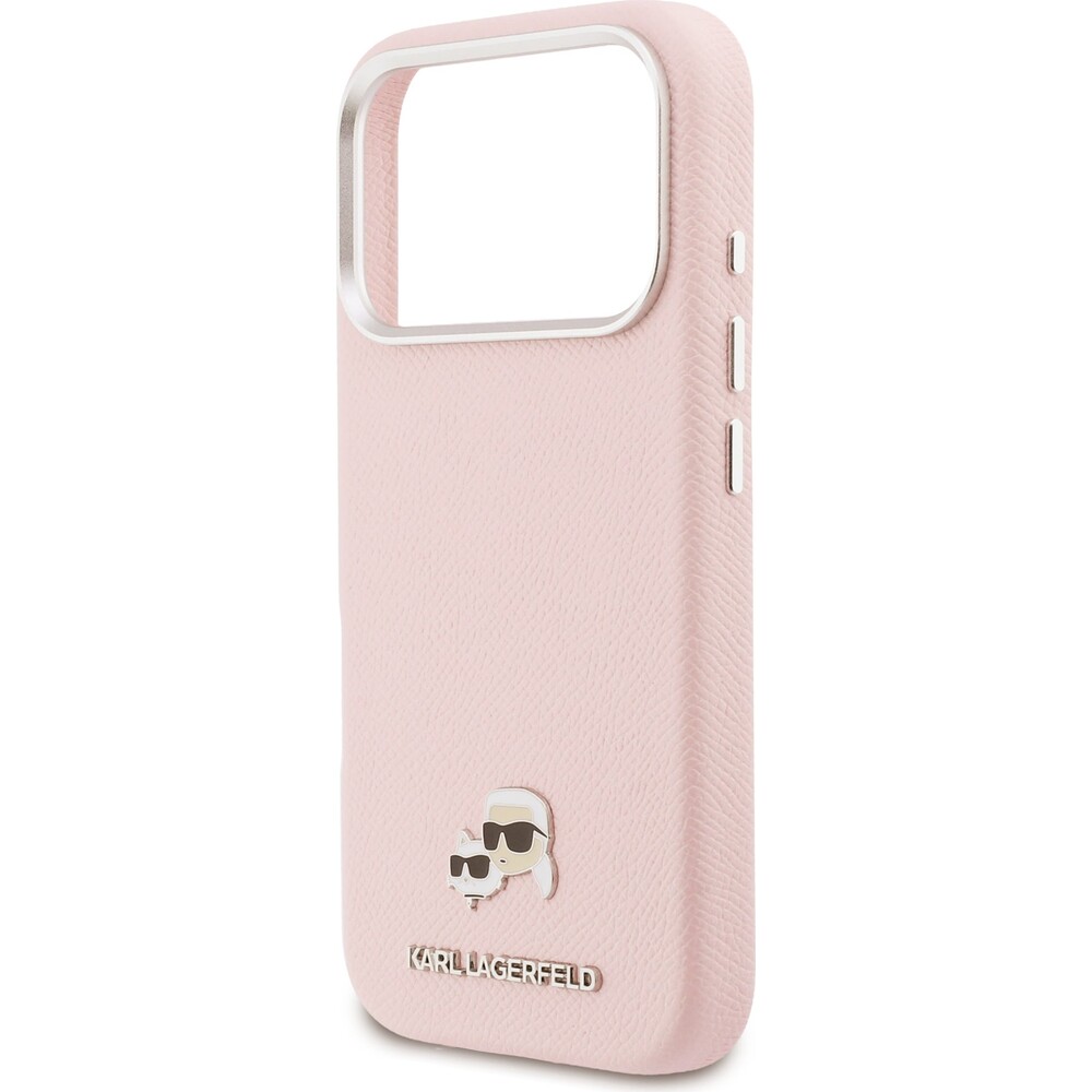 Karl-Lagerfeld-PU-Karl-and-Choupette-Heads-Pins-MagSafe-kryt-iPhone-17-Pro-ruzovy