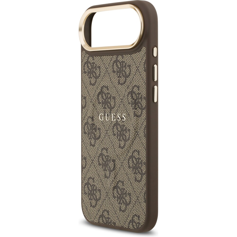 Guess-PU-Leather-4G-Gold-Frame-MagSafe-kryt-iPhone-Air-hnedy