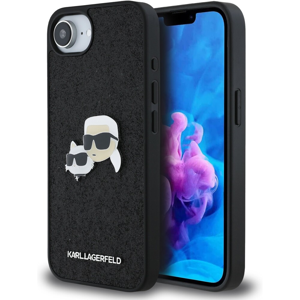 Karl-Lagerfeld-Fixed-Glitter-Metal-K-CH-kryt-iPhone-17e-16e-cerny