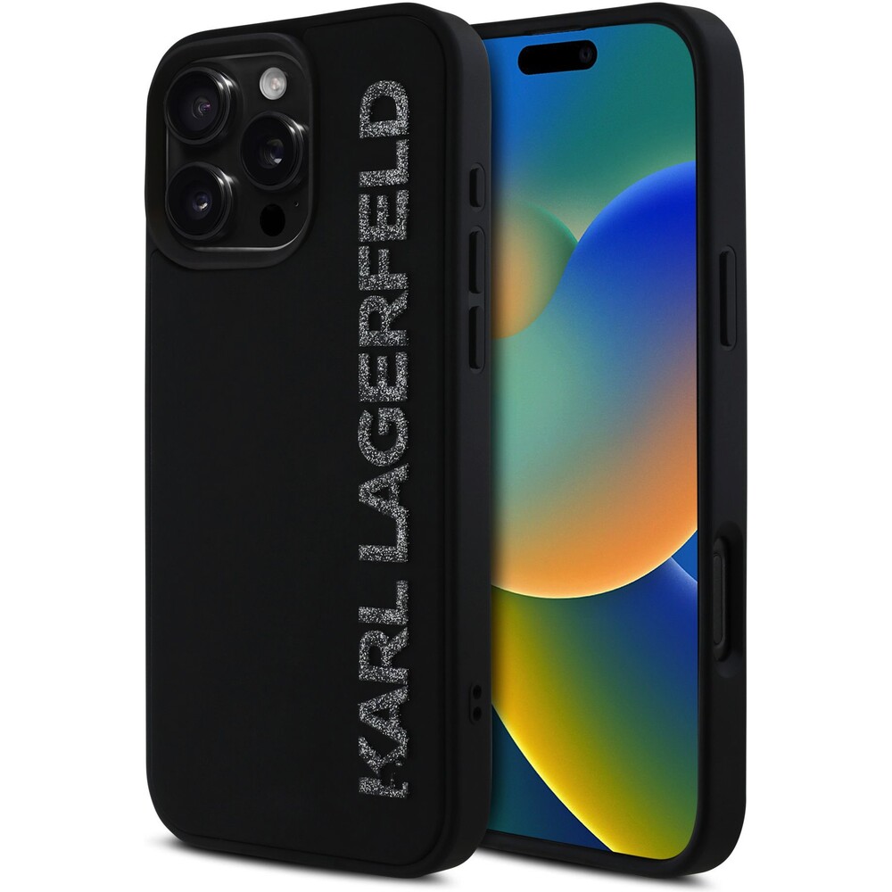 Karl-Lagerfeld-3D-Rubber-Glitter-Logo-kryt-iPhone-16-Pro-Max-cerny
