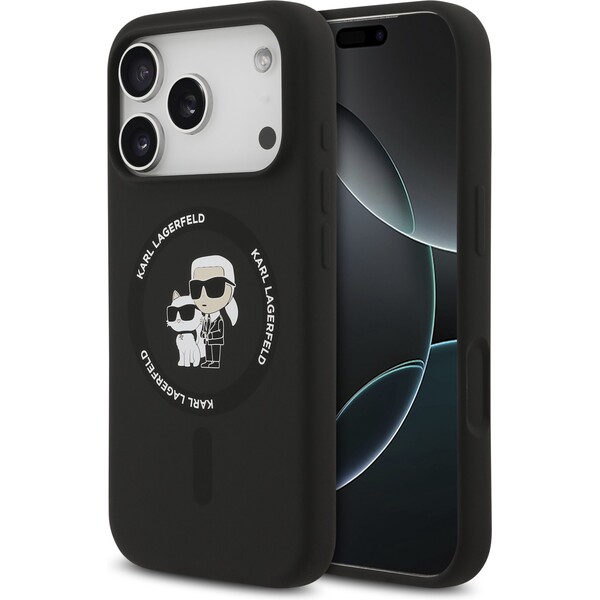 Karl-Lagerfeld-Liquid-Silicone-Karl-and-Choupette-MagSafe-kryt-iPhone-17-Pro-Max-cerny