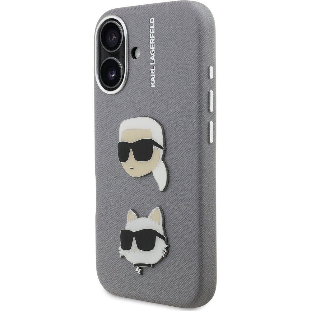 Karl-Lagerfeld-Grained-PU-K-CH-Heads-kryt-iPhone-16-sedy