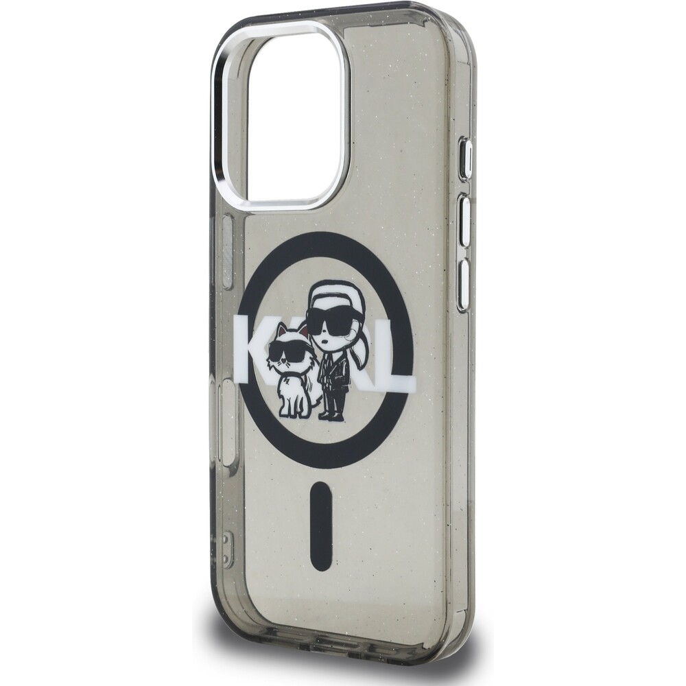 Karl-Lagerfeld-IML-Glitter-Karl-and-Choupette-Sketch-MagSafe-kryt-iPhone-16-Pro-cerny