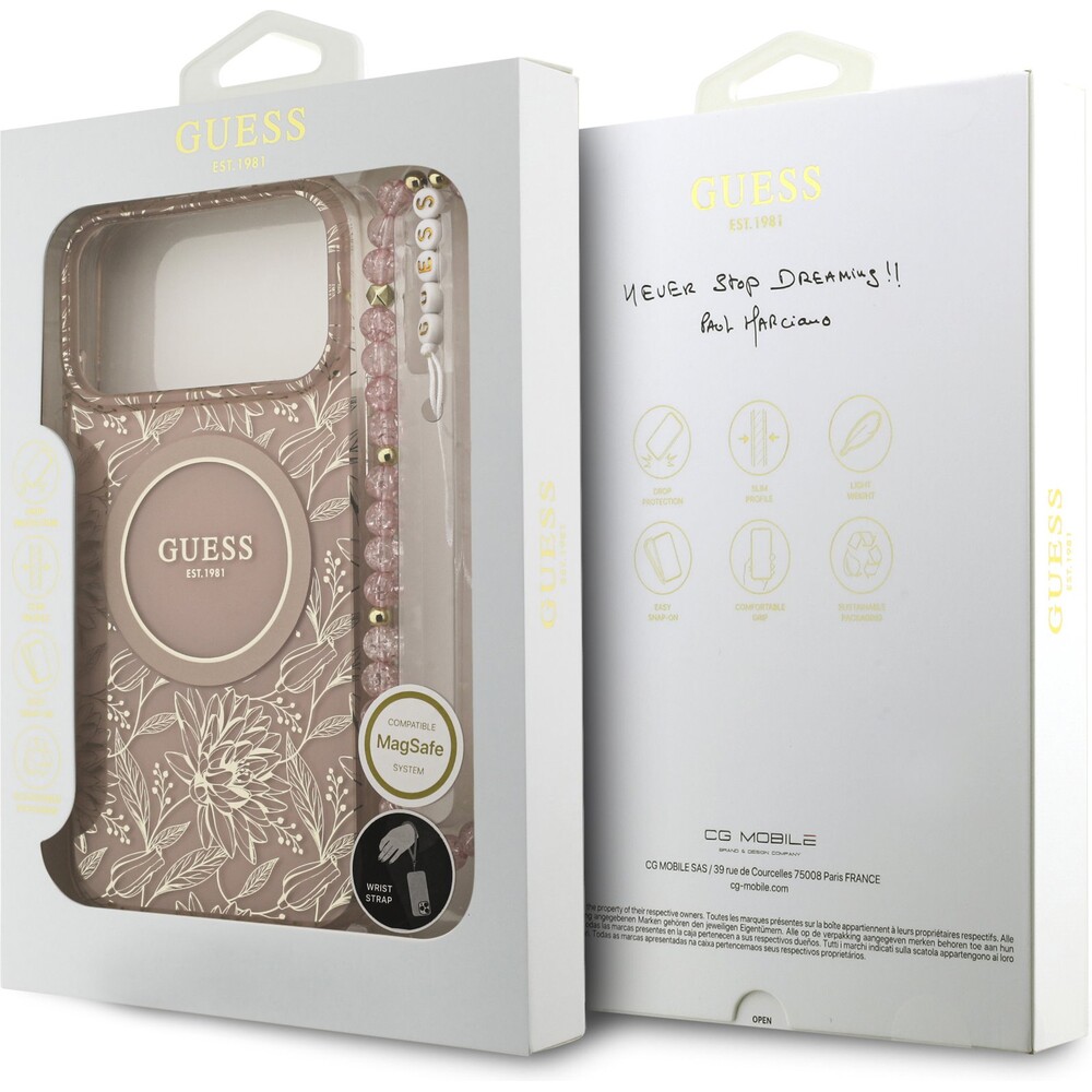 Guess-IML-Flowers-Allover-Strap-MagSafe-kryt-iPhone-17-Pro-Max-ruzovy