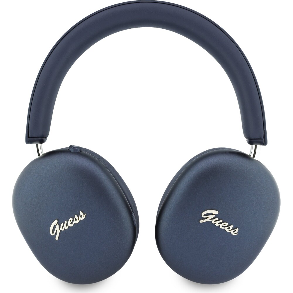 Guess-Metallic-Finish-Gold-Script-Logo-ENC-bezdratova-sluchatka-tmave-modra