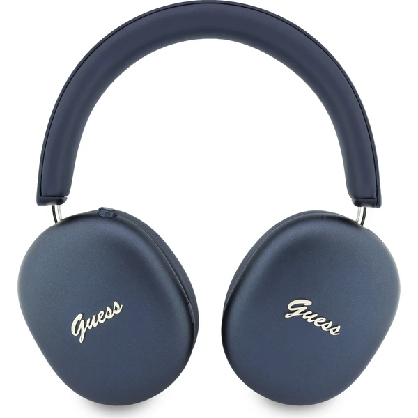 Guess-Metallic-Finish-Gold-Script-Logo-ENC-bezdratova-sluchatka-tmave-modra