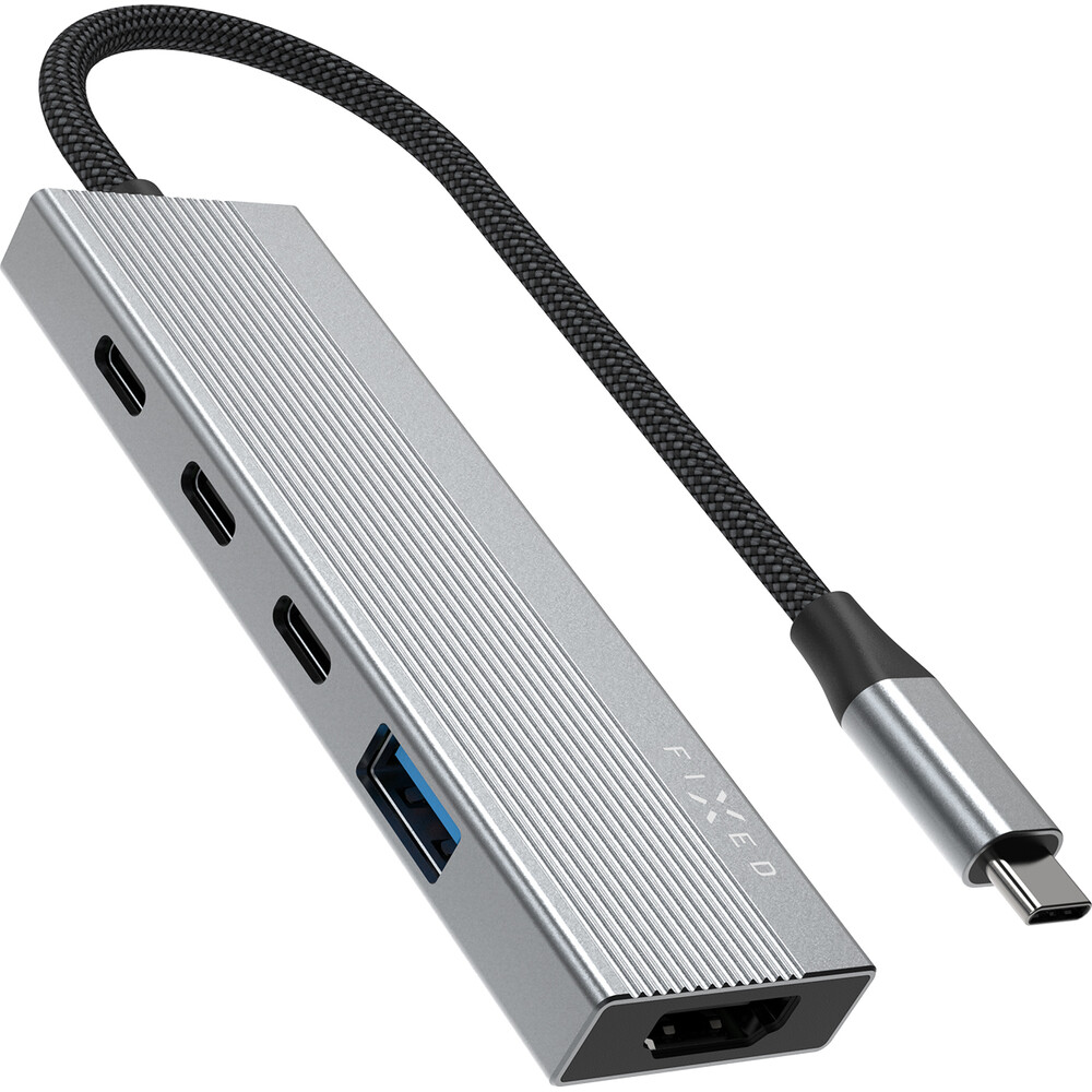FIXED-5-portovy-hlinikovy-USB-C-HUB-Core-pro-notebooky-a-tablety-100W-PD-3-0-vesmirne-sedy