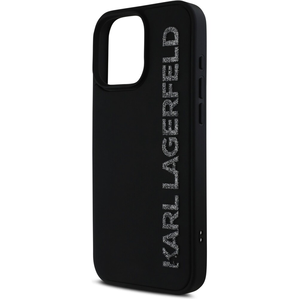 Karl-Lagerfeld-3D-Rubber-Glitter-Logo-kryt-iPhone-16-Pro-cerny
