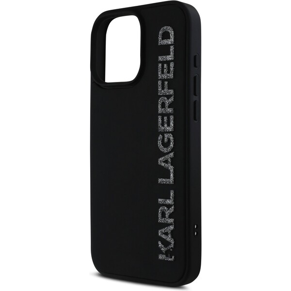 Karl-Lagerfeld-3D-Rubber-Glitter-Logo-kryt-iPhone-16-Pro-cerny