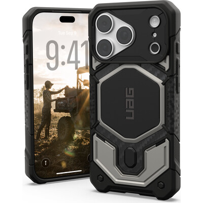UAG Monarch Pro MagSafe Titanium kryt iPhone 18 Pro/17 Pro stříbrný