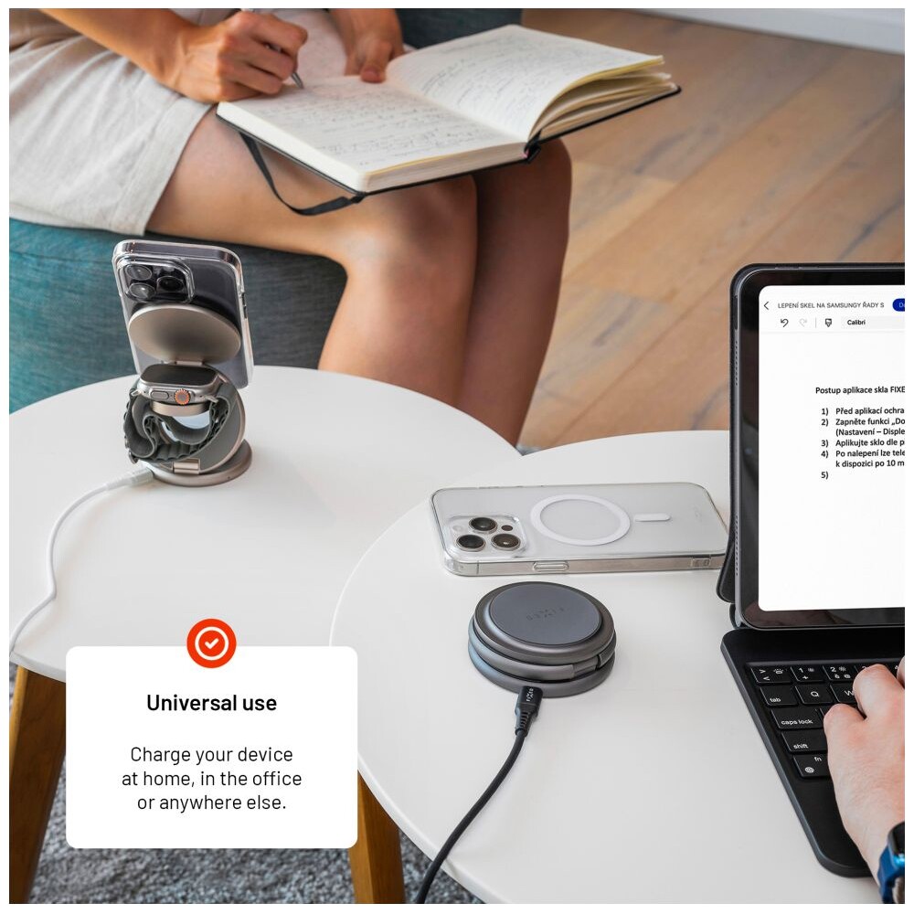 FIXED-MagPowerstation-Round-3v1-MagSafe-nabijecka-15W-5W-5W-seda