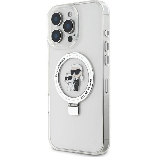 Karl-Lagerfeld-Ringstand-Karl-and-Choupette-MagSafe-kryt-pro-iPhone-16-Pro-Max-bily