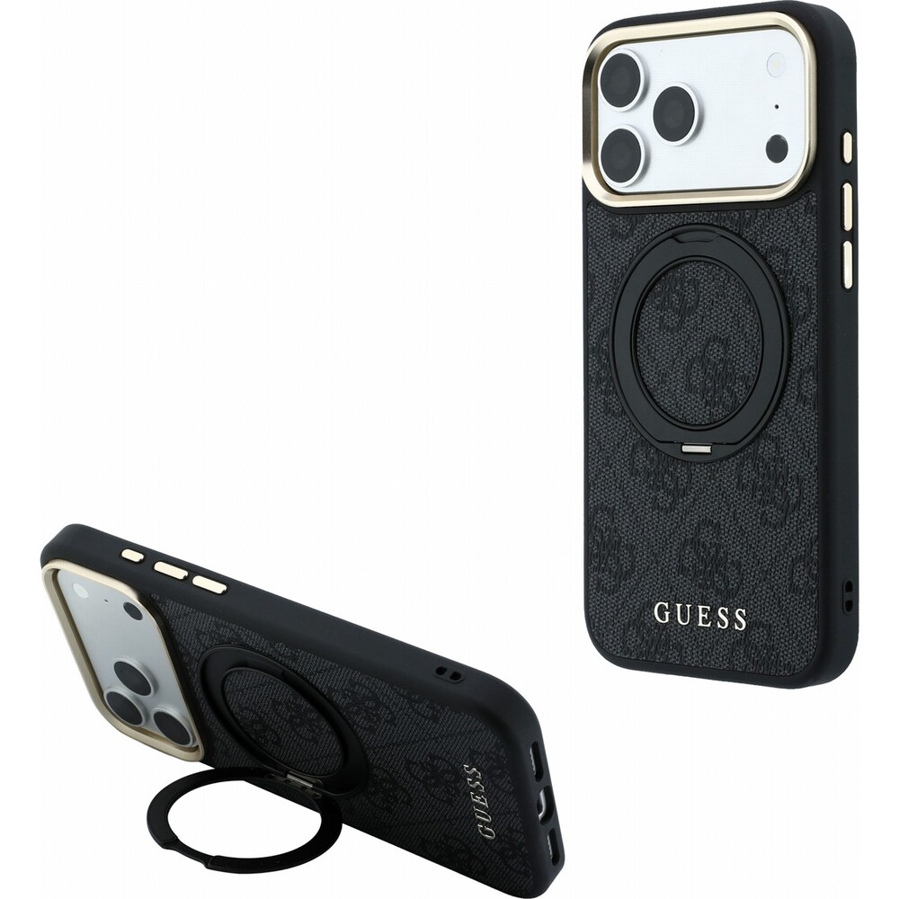 Guess-PU-4G-Ring-Stand-MagSafe-kryt-iPhone-18-Pro-cerny