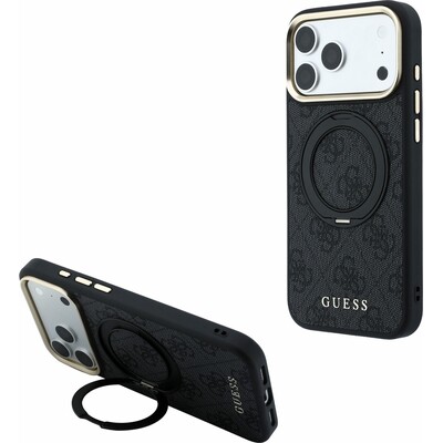 Guess PU 4G Ring Stand MagSafe kryt iPhone 18 Pro černý